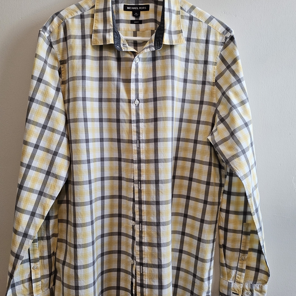 Michael Kors Yellow Plaid Men's Shirt